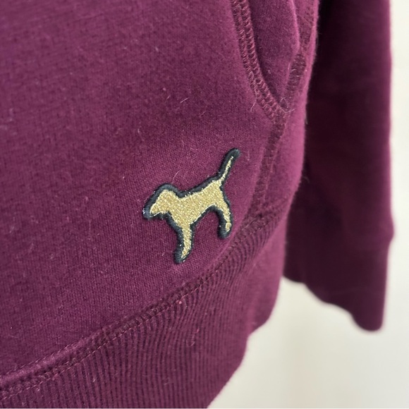 Victoria's Secret PINK Zip up Dog Logo Hoodie Jacket Gold Print Size Medium - Picture 6 of 15